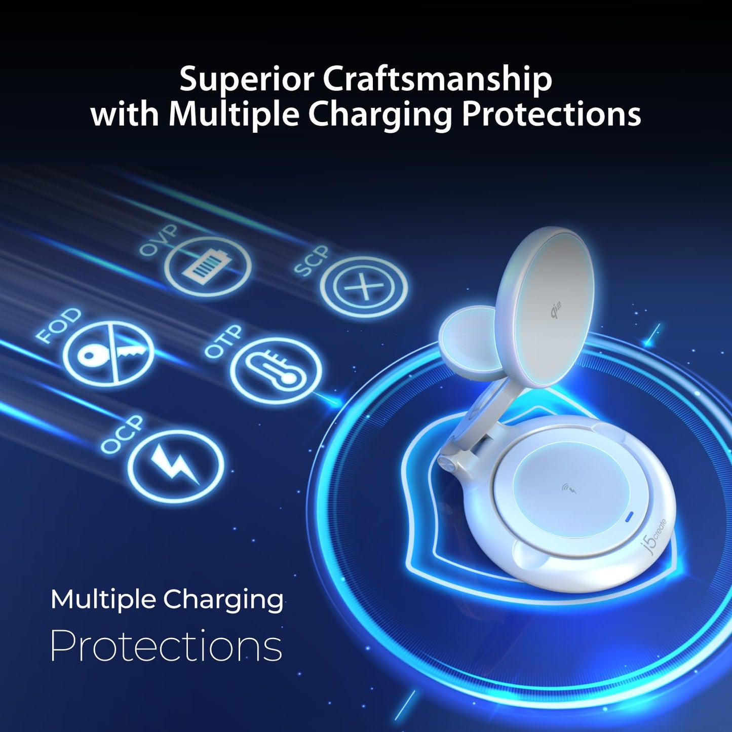 j5create Qi2 3-in-1 Magnetic Foldable Wireless Charging Station (JUPW3415)