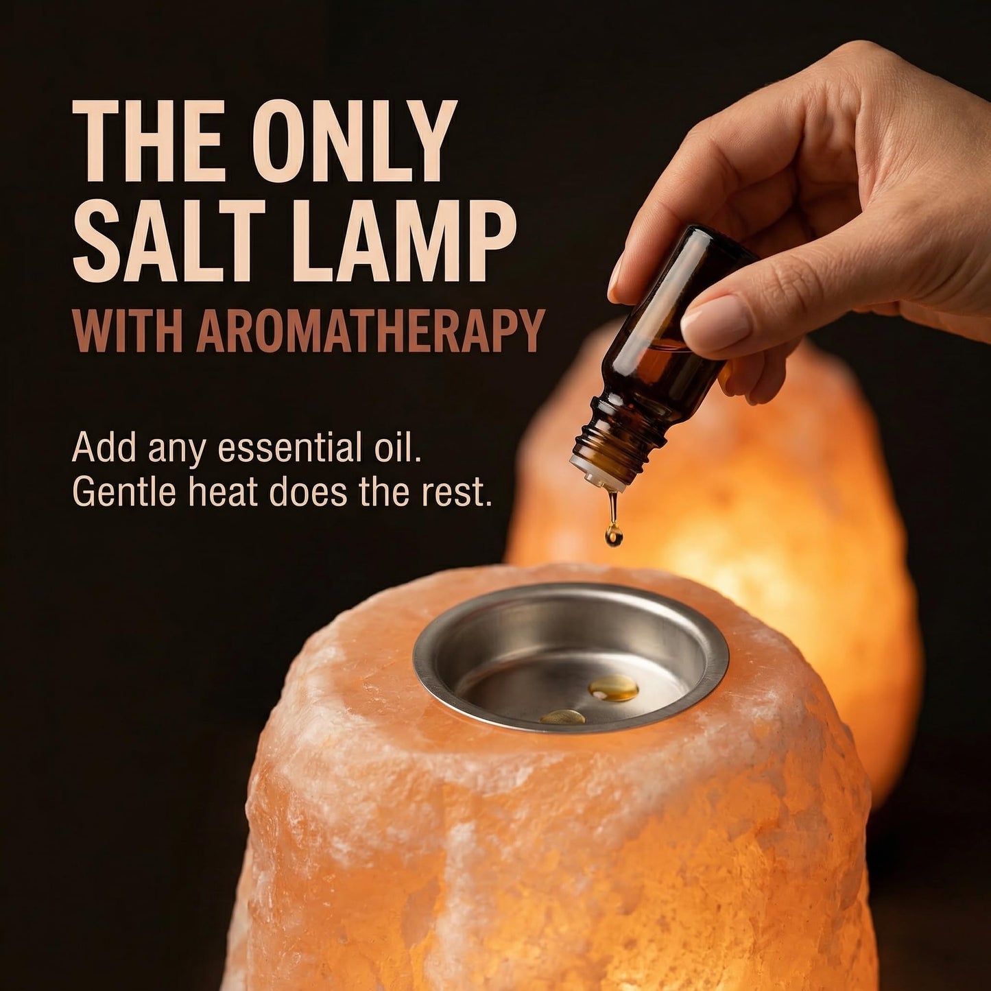 Himalayan Salt Lamp with Aromatherapy Tray & Dimmer Switch - Salt Rock Lamp for Bedroom, Relaxation & Sleep | Calming Meditation Spa Lamp | Himalayan Salt Diffuser | Warm Glow Night Light | Gift Ready