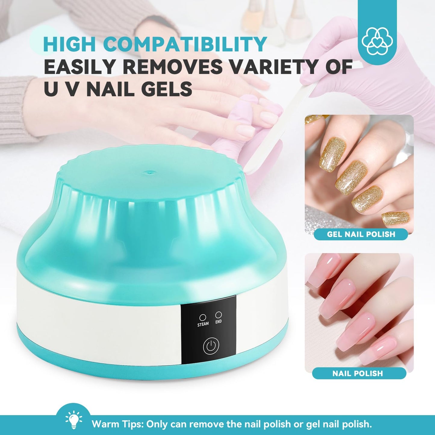 Saviland Essentials Nail Polish Remover Machine: Nail Soaking Bowl & Acetone Nail Polish Remover Gel Nail Remover Machine with Nail Soak off Bowl Soaker Tech Acrylic Nail Remover Steam Salon Home DIY