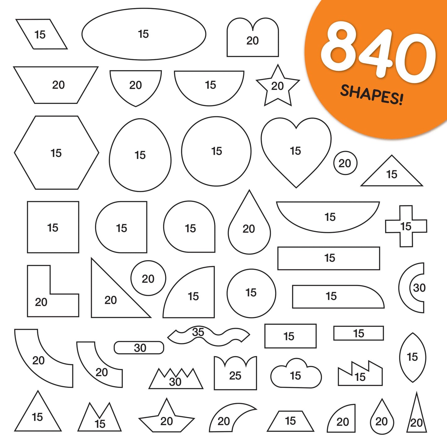 ARTshapes 840 pc Creative Paper Shapes Pack with 70+ Idea Guide - US Made Card Stock - Punch Out Funky DIY Craft Supplies for Whimsical Art Designs, Paper Crafts, and Pattern Play 5 Festive Colors