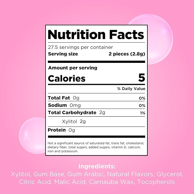 PUR Gum | Aspartame Free Chewing Gum | 100% Xylitol | Natural Bubblegum Flavored Gum, 55 Pieces (Pack of 1)