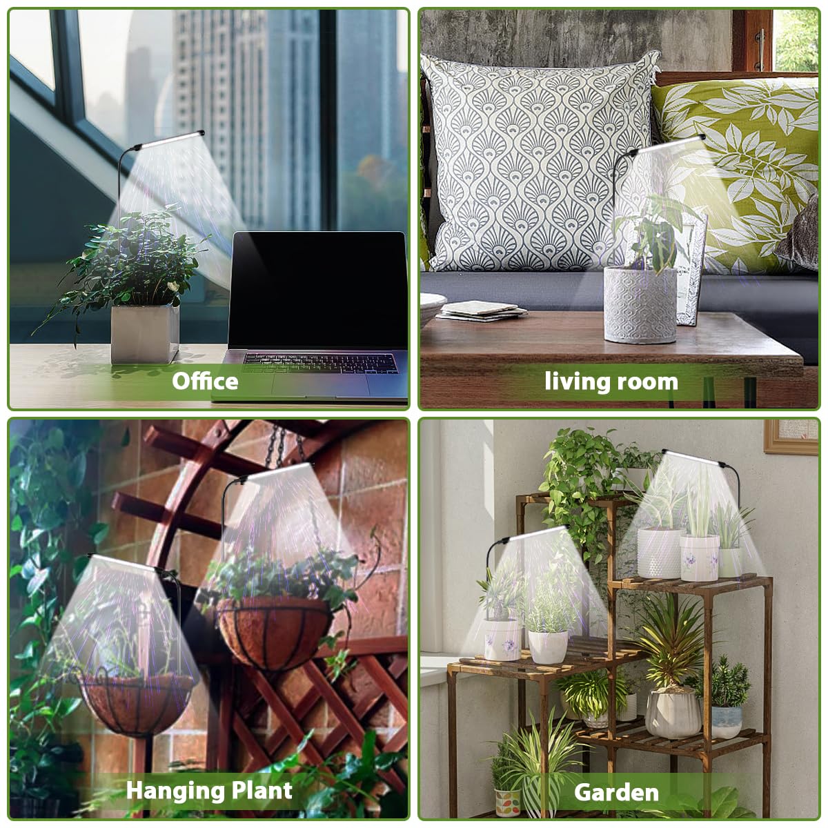 WeeLeeGoo Grow Light 2 Pack, 6000K Full Spectrum Gooseneck Growing Lamp for Indoor Bonsai Pot Succulents Micro Greens Mini Plants, Dimmable & Auto Timer 4 8 12H