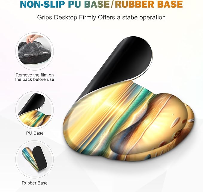 Gaming Mouse Pad, Large Desk Mat, Cute Desk Pad Protector, 4in1 XXL Mousepad + Keyboard Wrist Rest+Mouse Wrist Rest+Coaster Set with Ergonomic Desk Pad for Home Office Computer, Beach Sun Shell