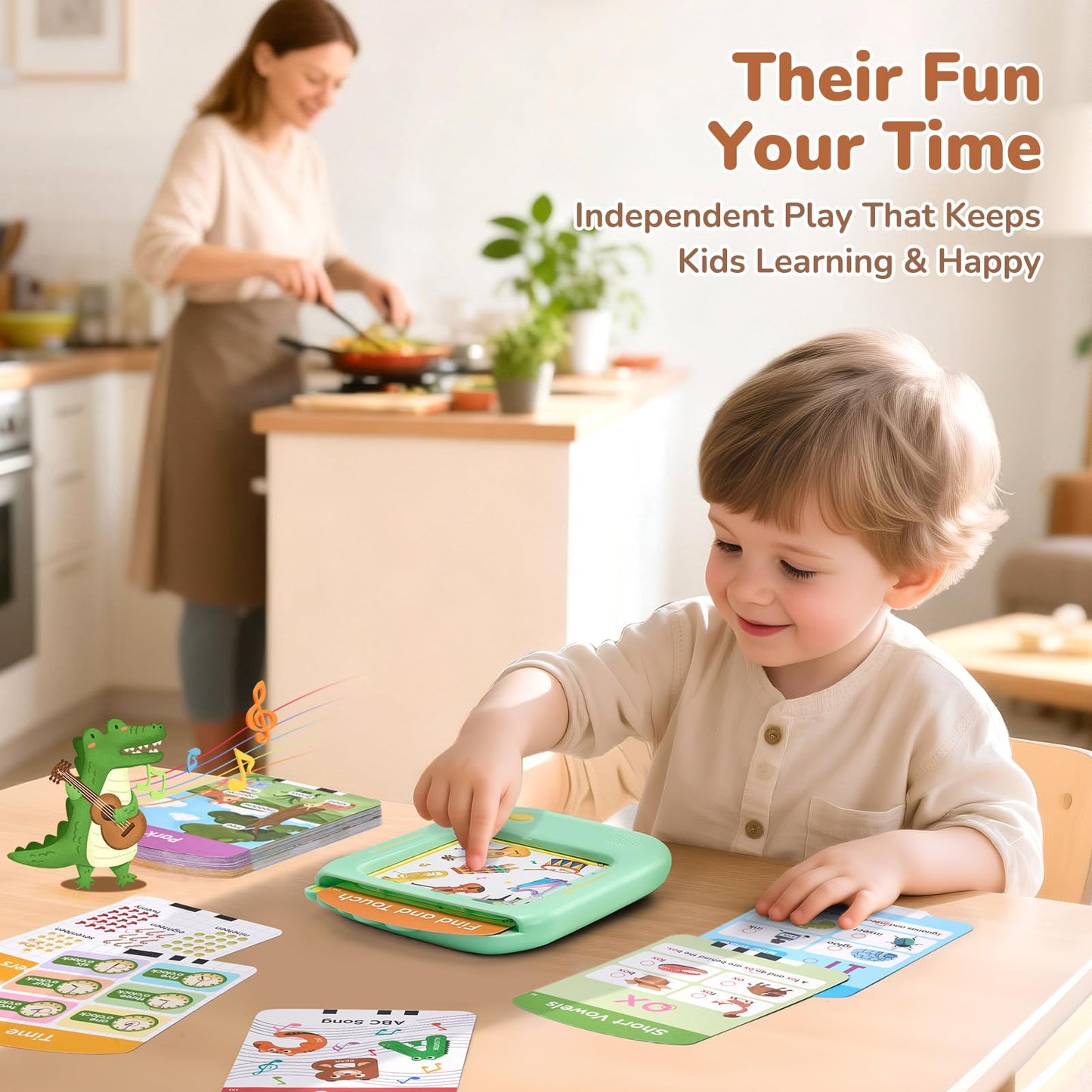 JoyCat Kids Learning Tablet, Phonics Talking Flash Cards, Learn to Read with 156 Pages, 40+ Themes, 600+ Words, 100+ Interactive Games, Screen-Free Toddler Learning Toys Gifts for 2-6 Year Old