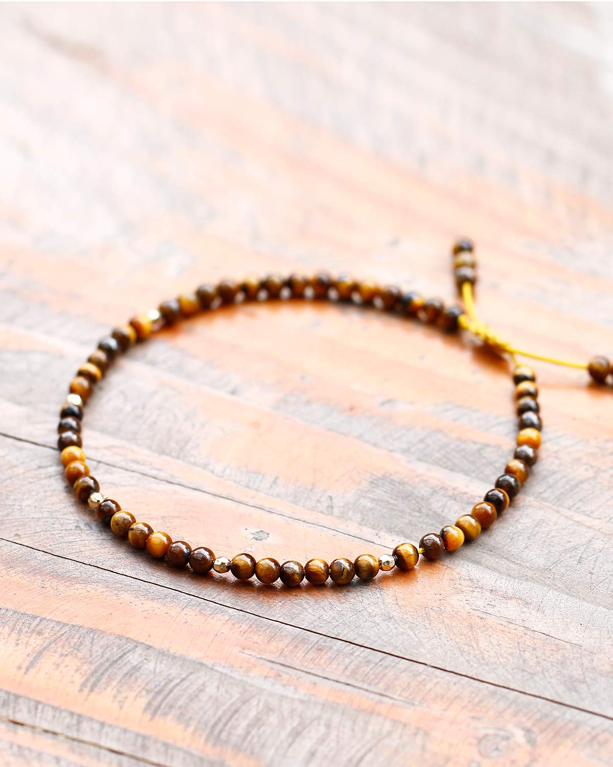 Jewever Tiger Eye Anklet Bracelet for Women crystals and healing stones Beach Foot Beaded Adjustable(8.5-10 Inches)