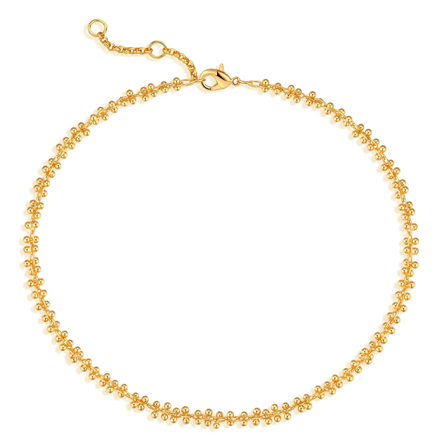 MTMY Gold Anklets for Women 14K Gold Plated Tiny Bead Anklet Dainty Adjustable Cute Summer Beach Boho Anklets Jewelry Gift (stacking balls)