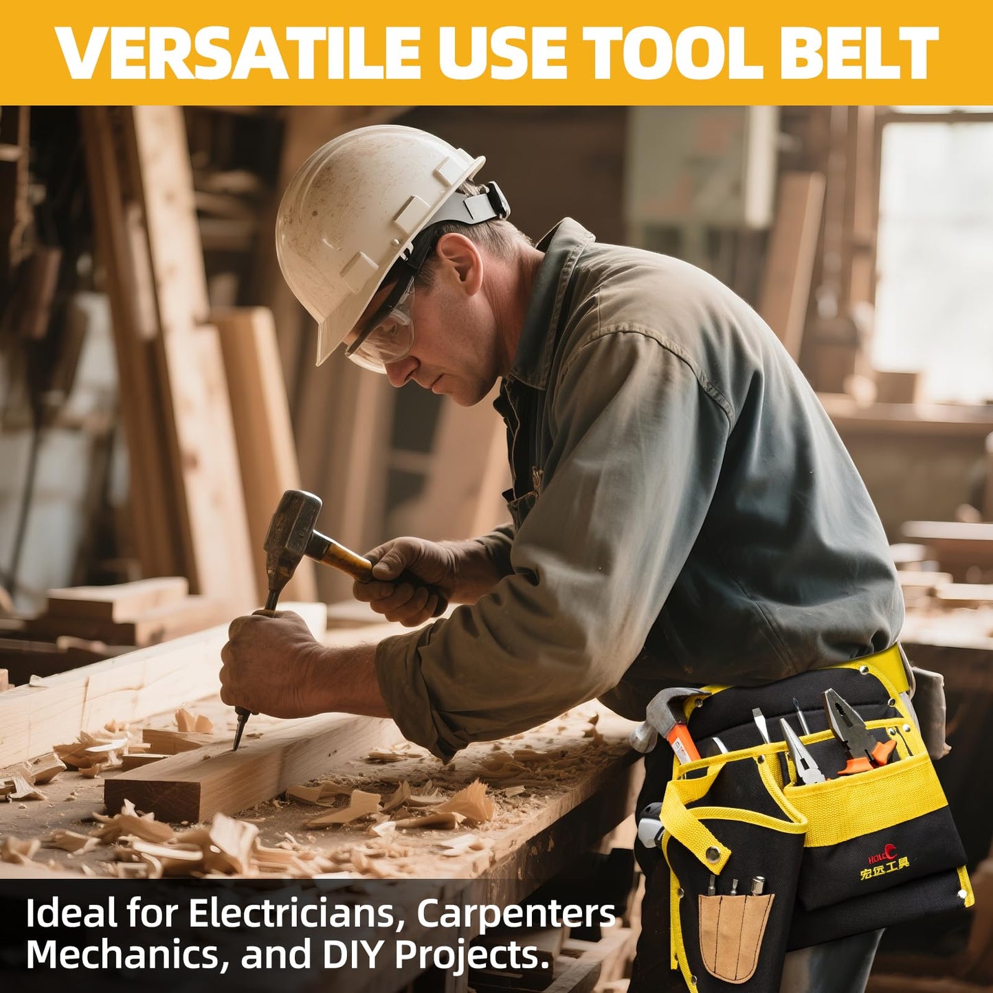DOWELL Tool Belt for Men, Professional Toolbelt Pouches with Quick Access Pockets, Ideal Gift for Electricians, Carpenters & DIYers, Style B