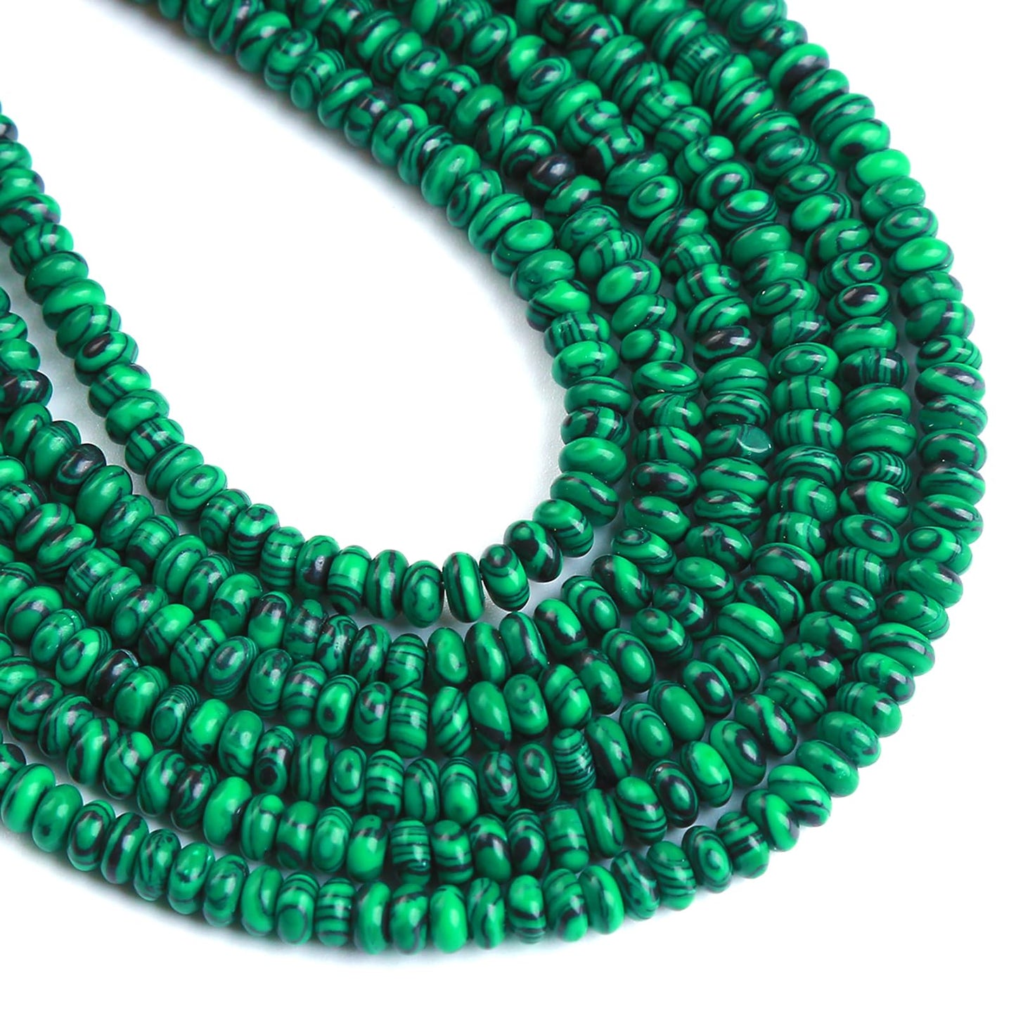 150PCS 2x4mm Green Malachite Rondelle Beads Natural Abacus Disk Stone Beads Round Loose Spacer Gemstone Beads for DIY Bracelet Necklace Jewelry Making