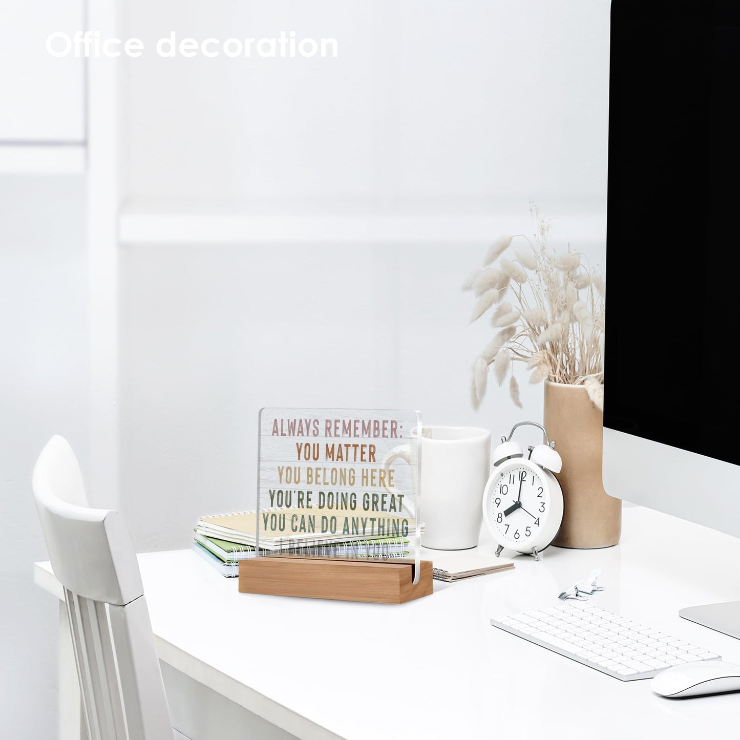 Welshower Inspirational Desk Decor, Positive Affirmations Inspirational Acrylic Plaque Sign for Nursery Kids Room Classroom Tabletop Decor, Motivational Desk Decoration, 4x4 Inch