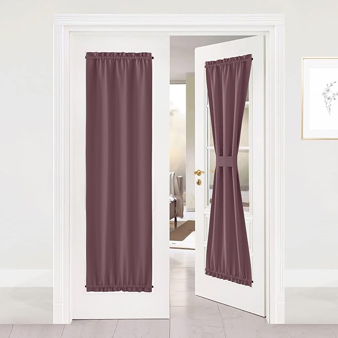 NICETOWN Blackout Door Curtain for Window Covring, Thermal Insulated Shade for Kitchen Patio Slding French Front Door, 26W x 72L Inch, 1 Panel, Dry Rose