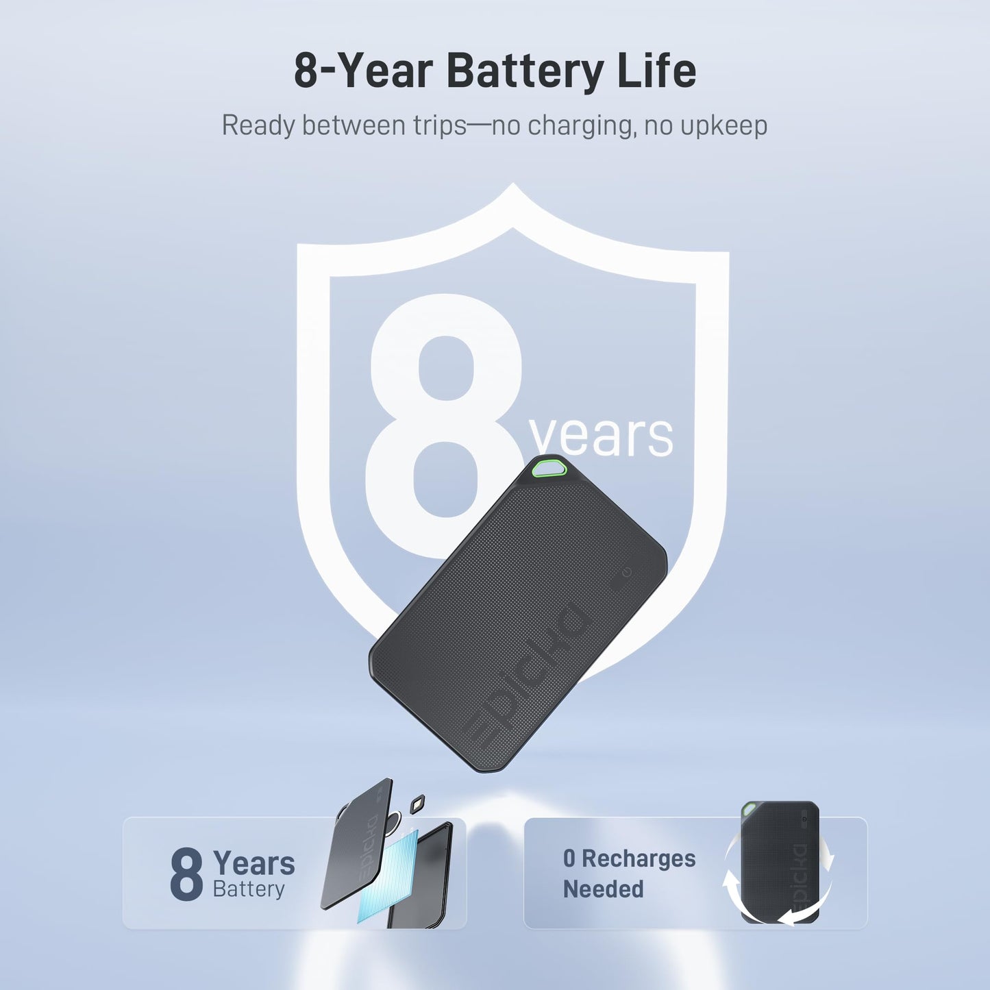 Epicka Wallet Tracker Card Compatible with Apple Find My, 8-Year Maintenance-Free Battery, Tracking Card with NFC, MFi Certified, IP67 Bluetooth Item Locator for Luggage, Passport, 1 Pack, Black
