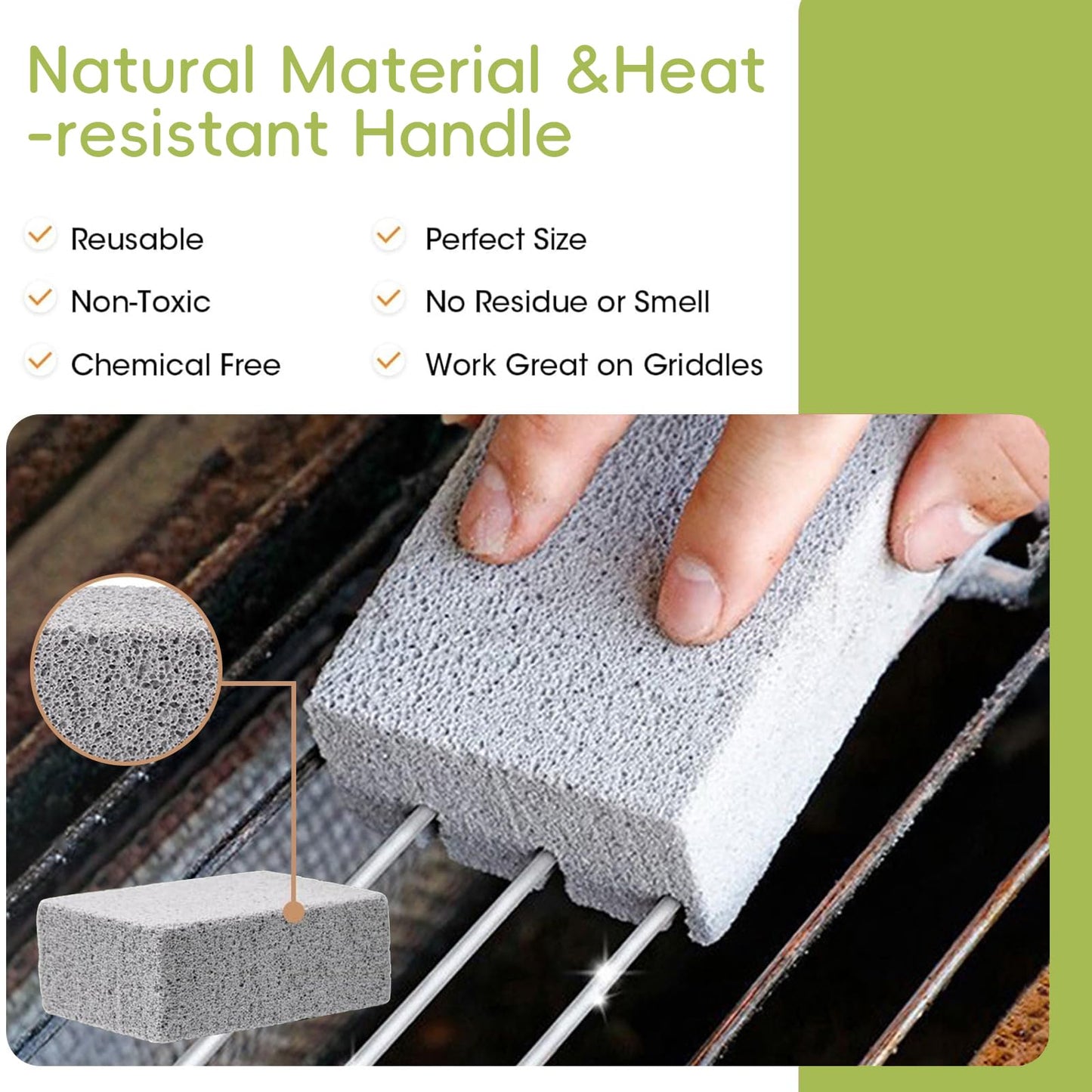 8-Pack Natural Pumice Cleaning Stones Pumice Stone for Cleaning Non-Scratch Grill & Griddle Scrubber for BBQ, Oven, Tile, Pool, and Kitchen Surfaces