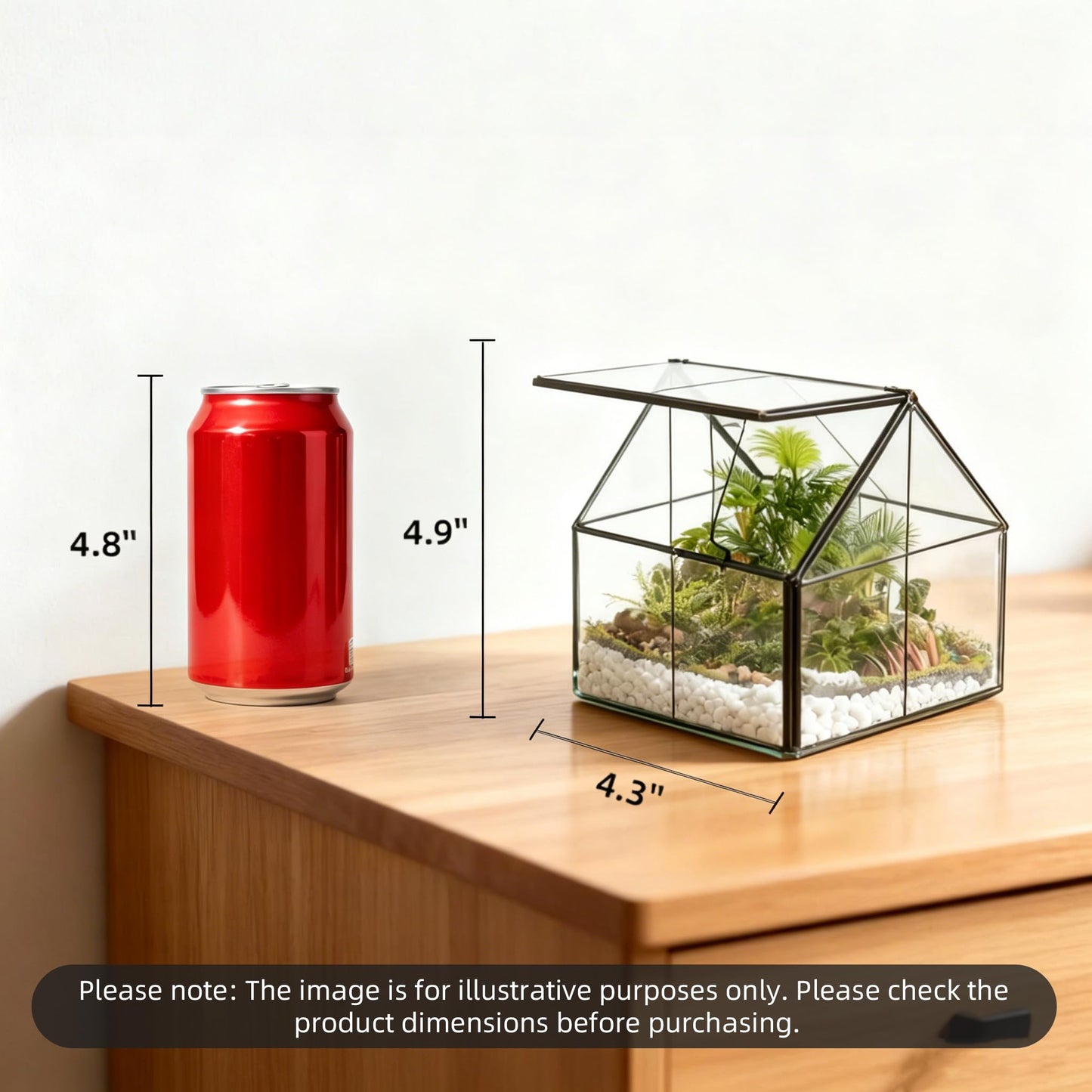 Ferrisland Glass Plant Terrarium Container Wardian Case Indoor Small Succulent Terrarium Planter w/Door for Tabletop Decor DIY - 4.9"x4.3"x4.3"