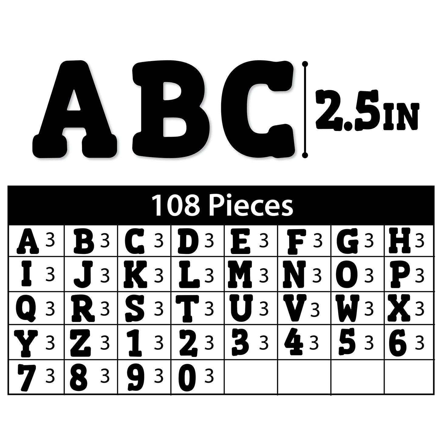 ArtSkills Paper Poster Letters and Numbers for Projects and Crafts, 4" and 2.5", Black, 150 Pieces - Multiple Sheets Per Letter Pad - Pack of 3 (3 Count)
