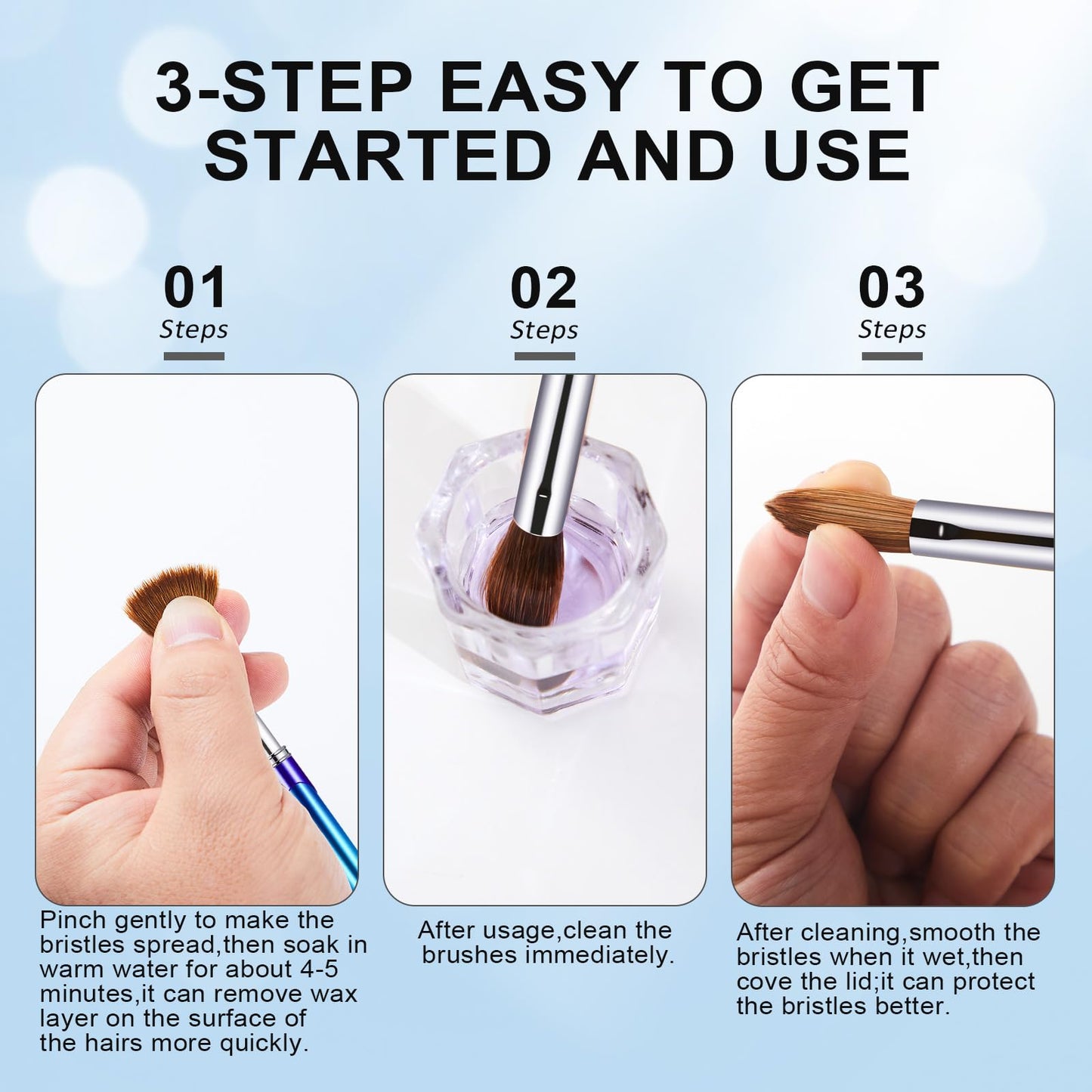 Shine Chance Acrylic Nail Brush - Size 12, 100% Pure Kolinsky Sable 3D Art Nail Brush & Application Tool - Gradient Blue Handle