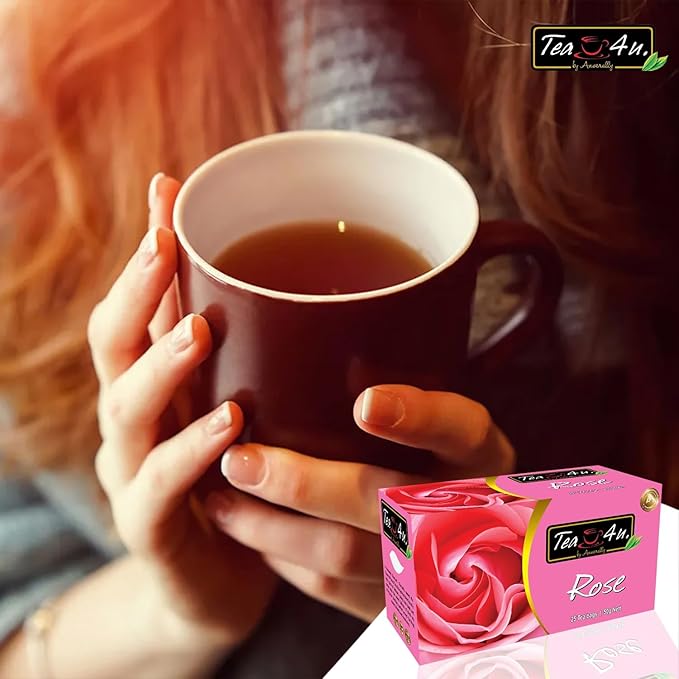 Tea4U Flavored Black Ceylon TeaBags (Rose) - Ideal Quality from Sri Lanka's Finest Leaves and Expertly Blended - 25 Count