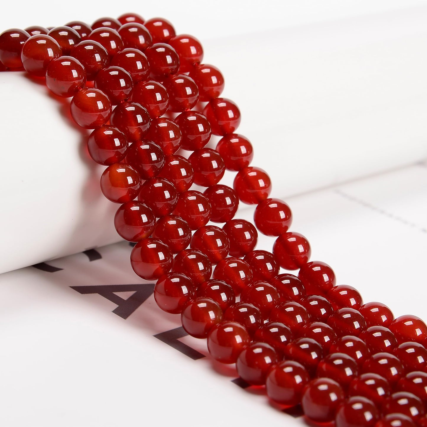 48Pcs 8mm Red Agate Natural Round Loose Real Stone Beads Gemstone Genuine for DIY Hand Made Craft Jewelry Bracelet Earring Necklace String Making Energy Healing Power
