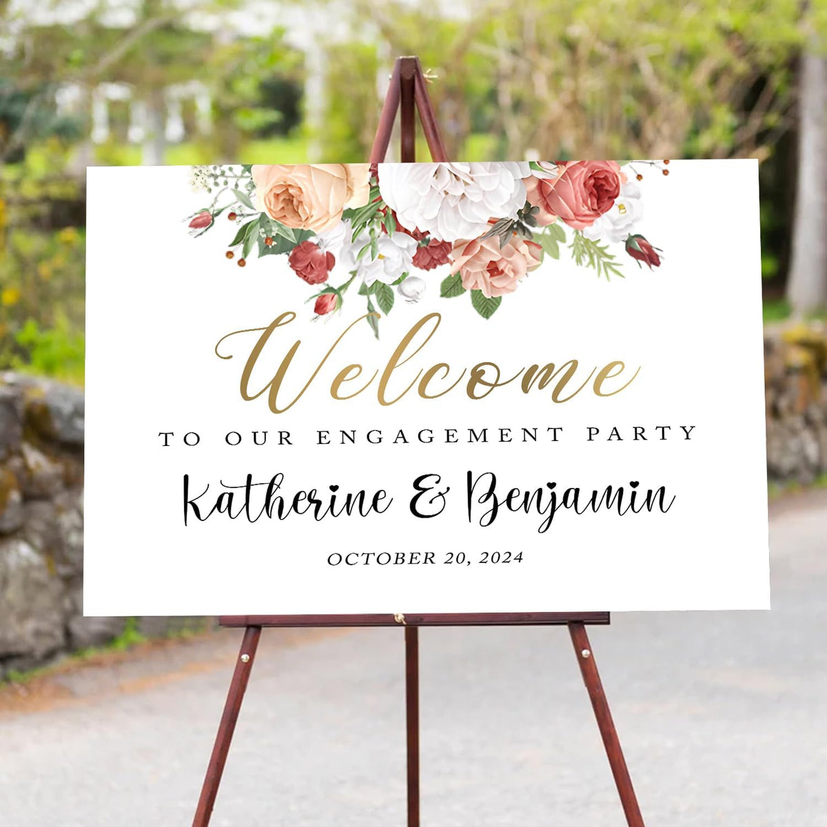 Welcome To Our Engagement Party Sign, Engagement Signs For A Party, Engagement Party Sign, Engagement Party Decorations, Floral Engagement Party Decoration, Custom Engagement Welcome Sign