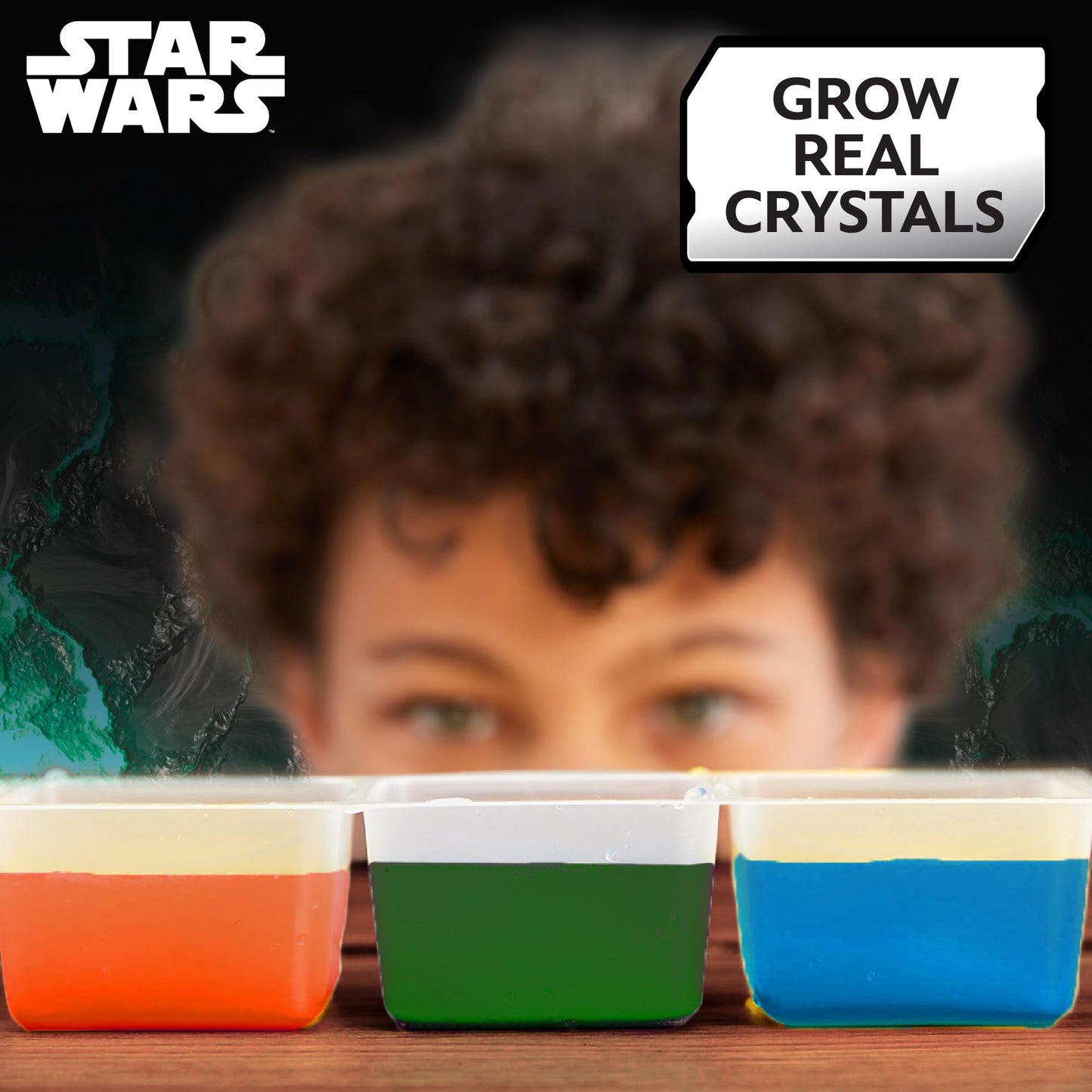 STAR WARS Glowing Crystals, Crystal Growing Kit with Light Up Display Stand, Grow 3 Colorful Crystals, Gift for 8 Year Old Boy, Merch, Toys for Boys Age 8-12