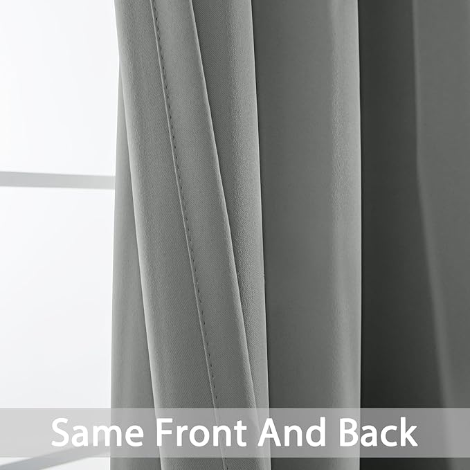 Yakamok Dove Grey Room Darking 63 Inch Length 2 Panel Sets for Livingroom Dining Room Darkening Thermal Insulated Bay Window Hotel Modern Elegant Black Out Sunblock Curtins/Bedroom,38 x 63 Inches