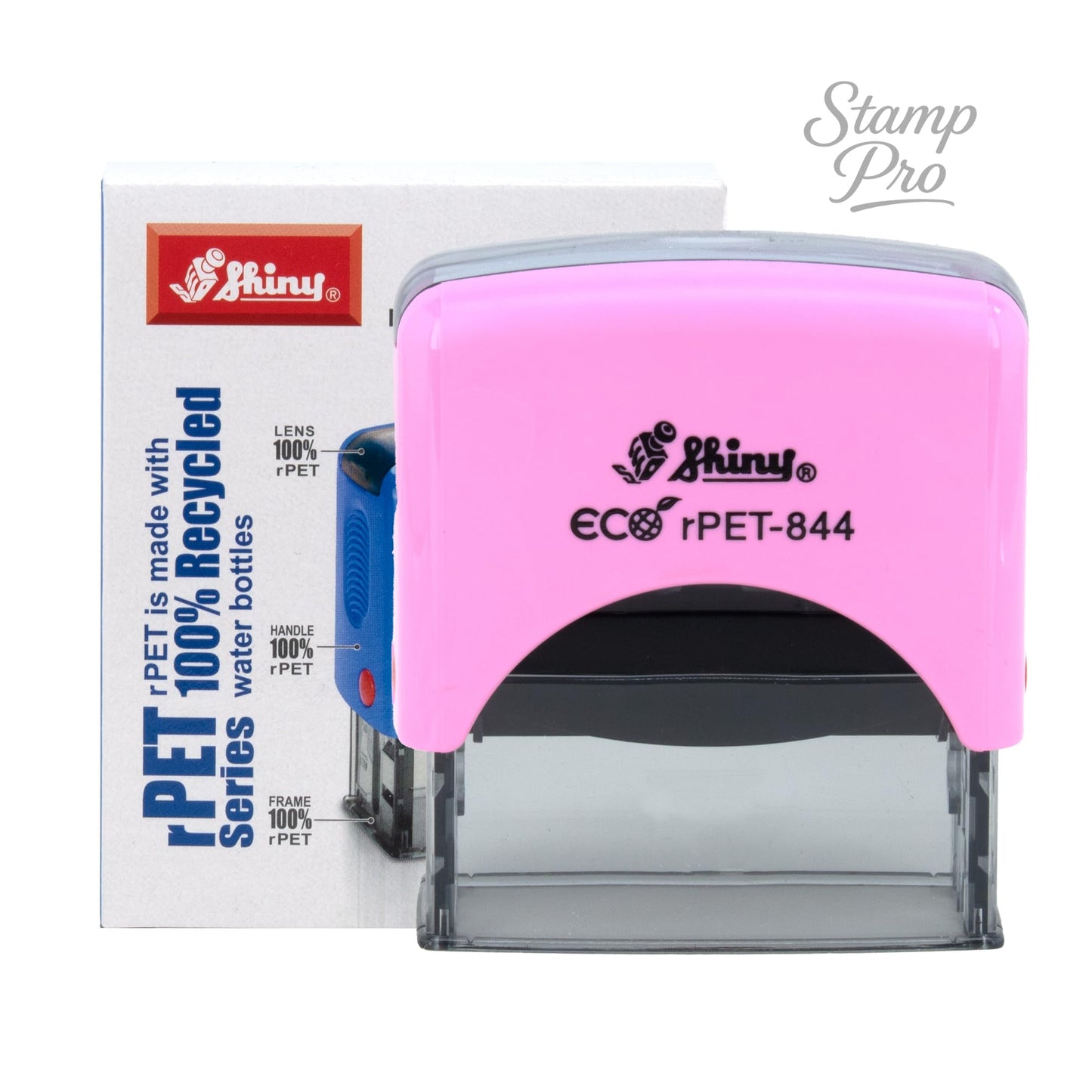 Stamp Pro Pink Self Inking 3 Line Custom Stamp – Personalized Name or Text Stamp for Home, School, Crafts & Business Use