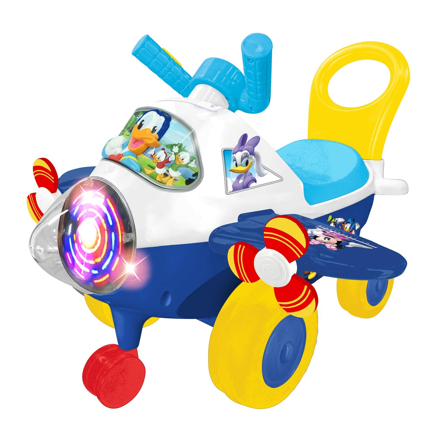 Kiddieland Disney Donald Duck Activity Plane Ride-On, Foot-to-Floor Lights & Sounds with Interactive Steering Wheel, Dashboard, Parent Handle, Ages 12–36 Months