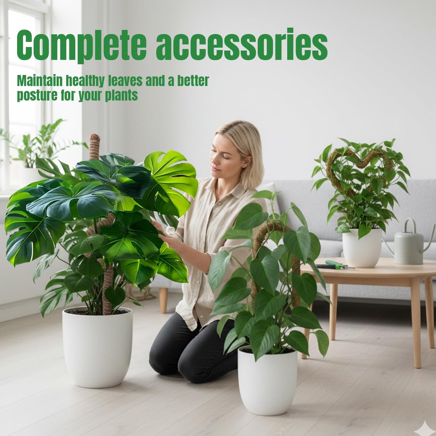 Mcbazel 47 Inch Moss Pole for Plants Monstera, Monstera Plant Support Stick, Bold Version Bendable Moss Poles Plant Support Stick for Large Climbing Plants, Stick Support Stake Kit for Potted Plants