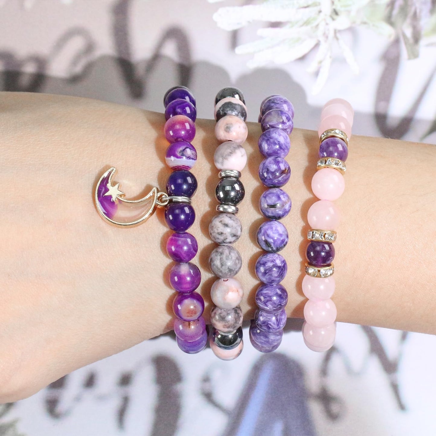 8mm Natural Amethyst Gemstone Round Loose Beads for Jewelry Making DIY Bracelets Necklace (45-48pcs/strand)