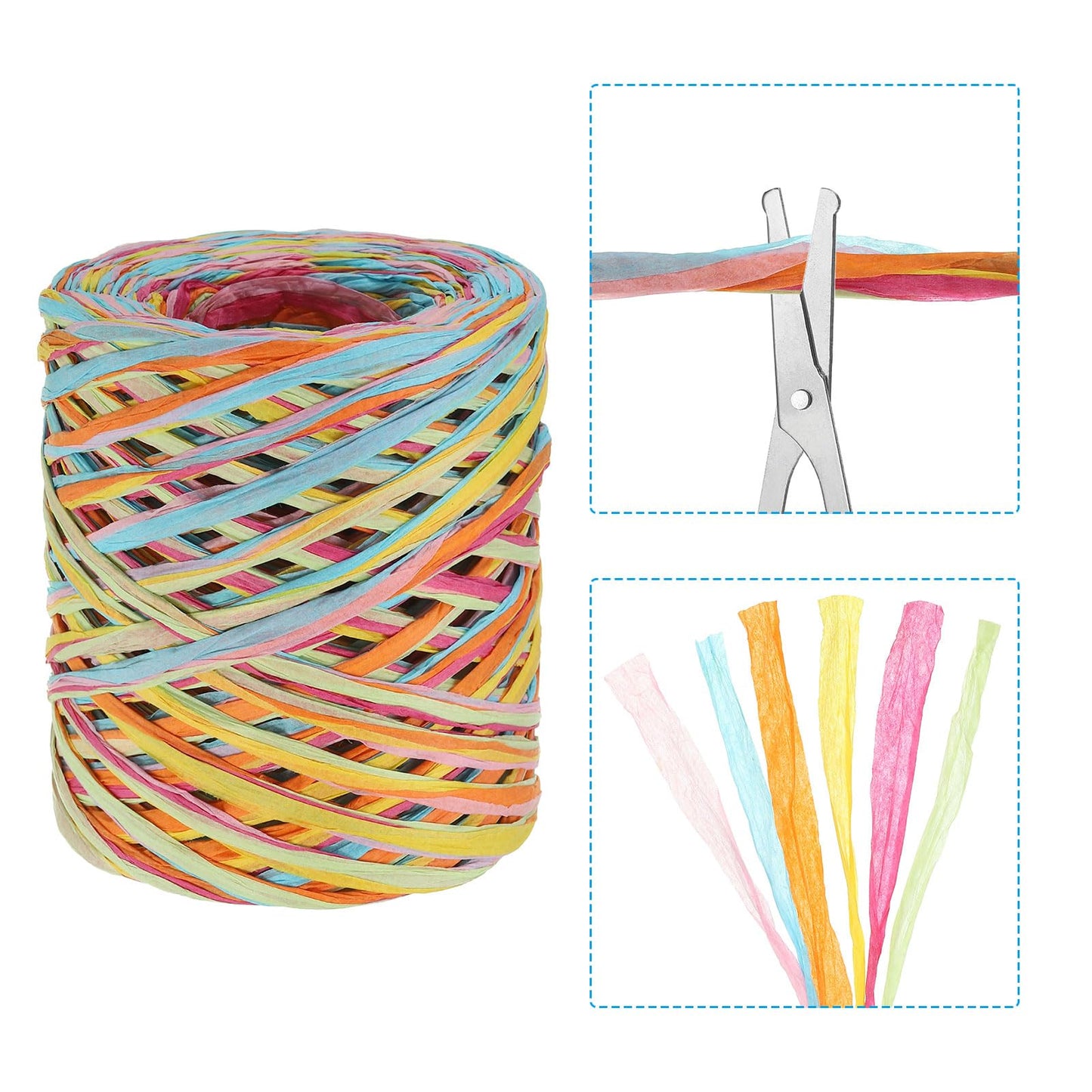 PATIKIL 219 Yards Raffia Ribbon, 2 Rolls Raffia Paper Craft Ribbon Paper Twine Wrapping Ribbon for Gift Packaging and Decoration, Light Blue/Green
