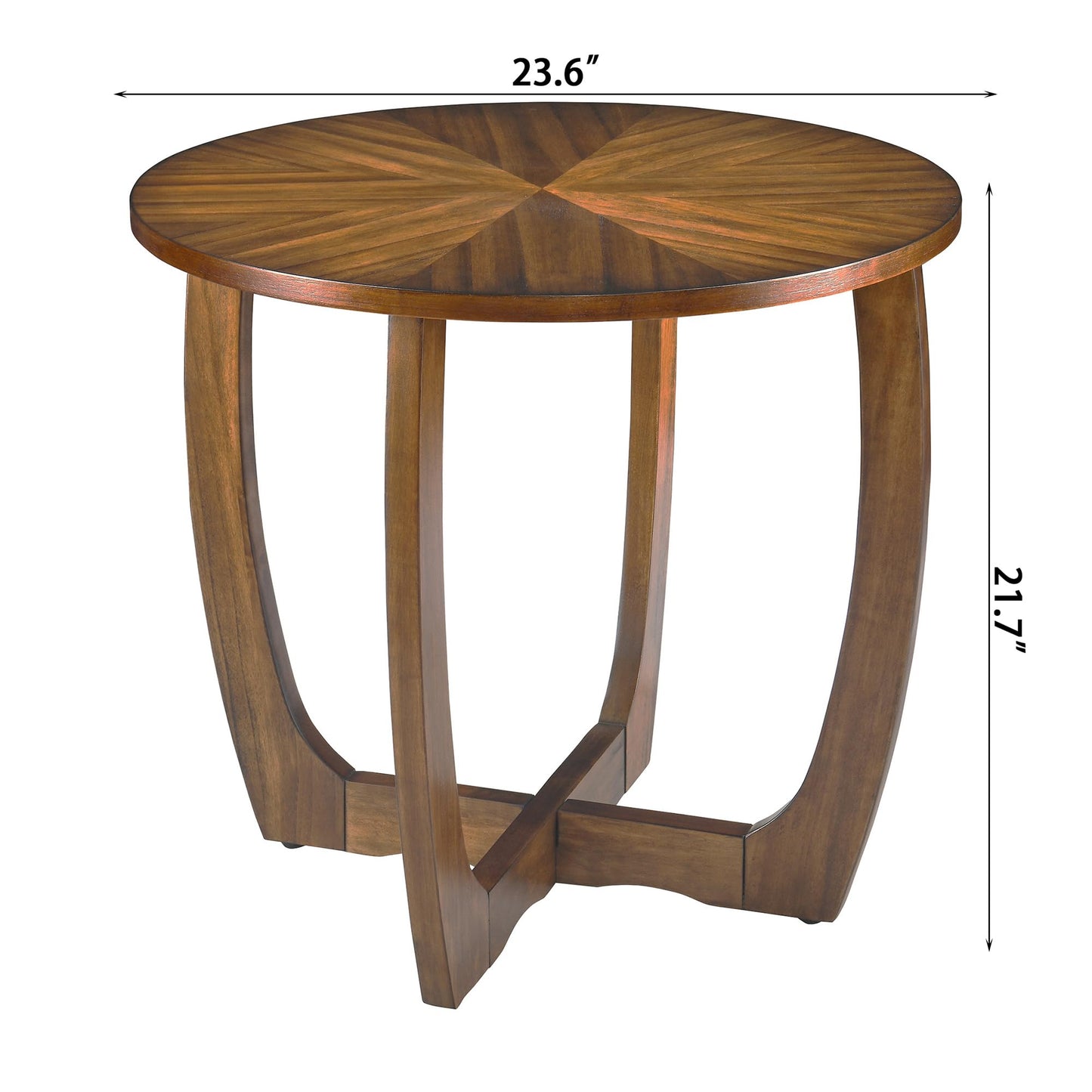LEEMTORIG Mid Century Modern Round End Side Table Living Room, Walnut End Table Solid Wood Side Table, 23.6" Dia. Large Drum End Table Circle Nightstand Bedroom, Easy Assembly, Brown Walnut CJZ-3223