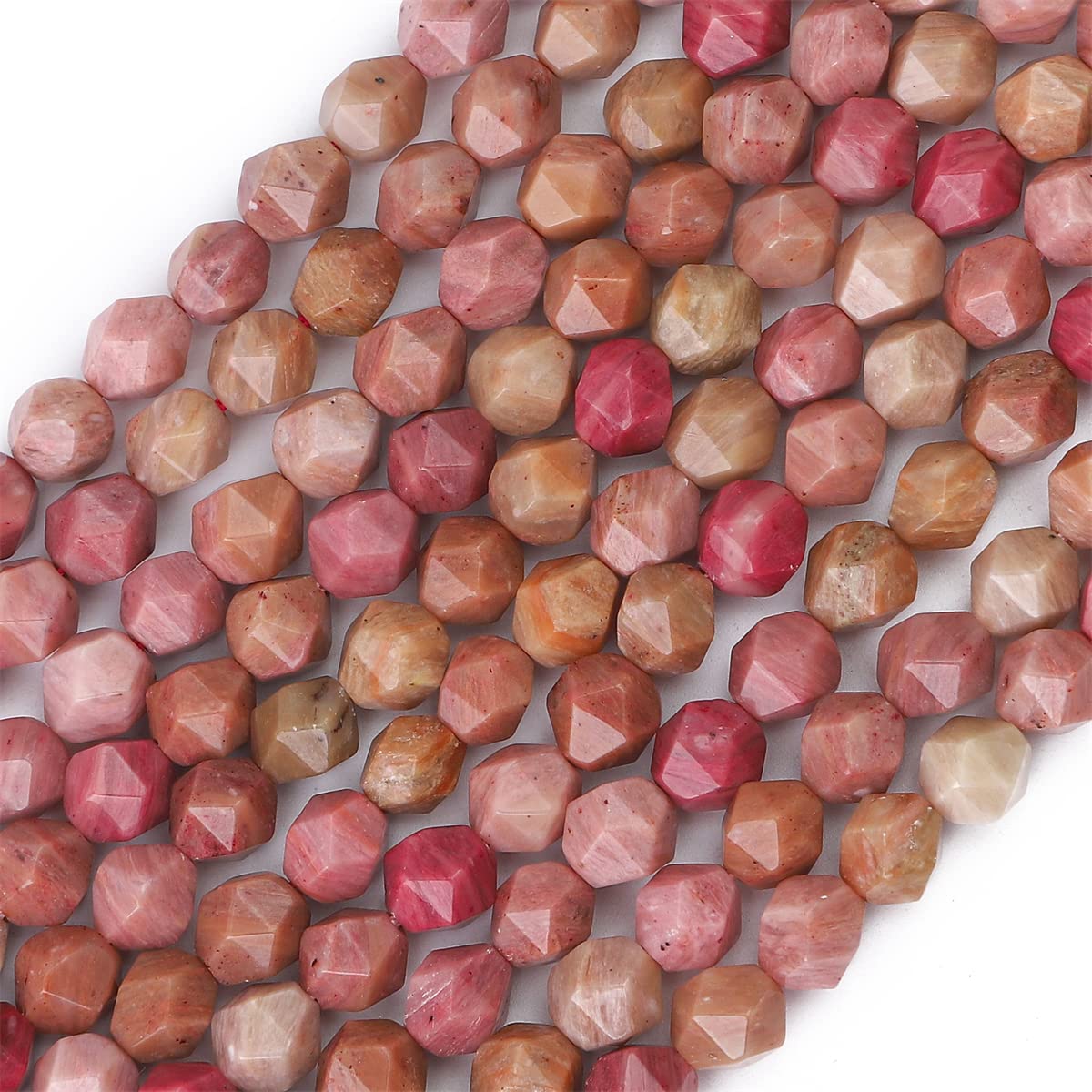 BEADIA Faceted Natural Red Wood Marble Stone Round Beads 8mm 36cm/Strand for Jewelry Making