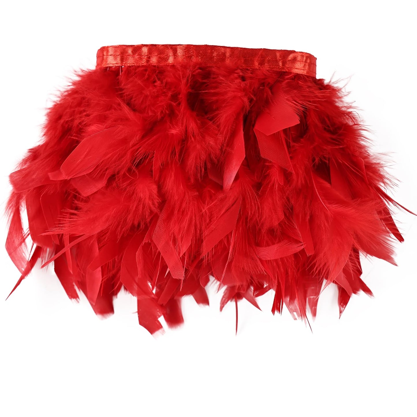 Daieeparty Red Turkey Feathers Trim Fringe 5Yard 4-6inch for Party Clothing DIY Sewing Craft Wedding Dress Decoration Natural Fluffy Turkey Feather Trim