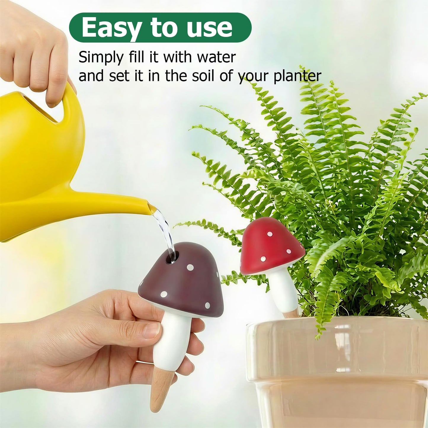 Prashent Plant Watering Globes, 16 Pack Self-Watering Terracotta Spikes - Mushroom Shape Irrigation Devices for Indoor & Outdoor Plants, Slow Release Watering System