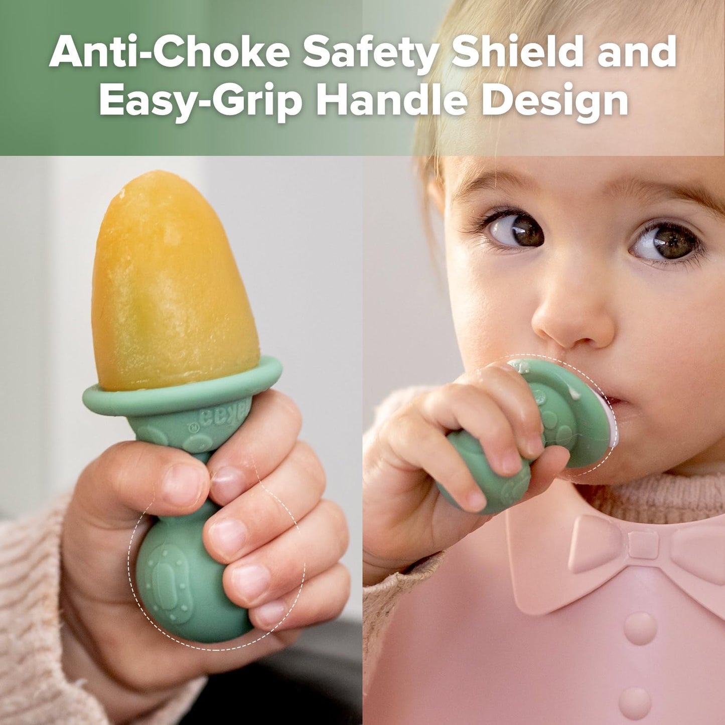 haakaa Silicone Baby Teether Toys&Ice Pop Mould Set-Nipple-Shaped End for Gum Massage,360° Baby Toothbrush Head for Self-Brushing Training- Mini Silicone Breastmilk Popsicle Molds with Sticks