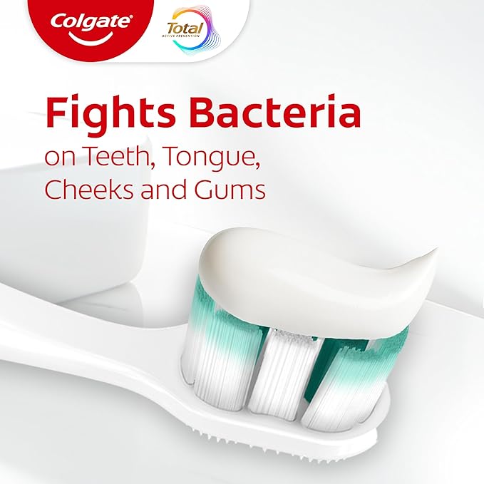 Colgate Total Whitening Toothpaste Paste, 5.1 oz, 4 Pack, Fluoride, Antibacterial, for Plaque, Gingivitis, Sensitivity, Stain Removal, Clinically Proven, Mint, Teeth Whitening, Stannous Fluoride