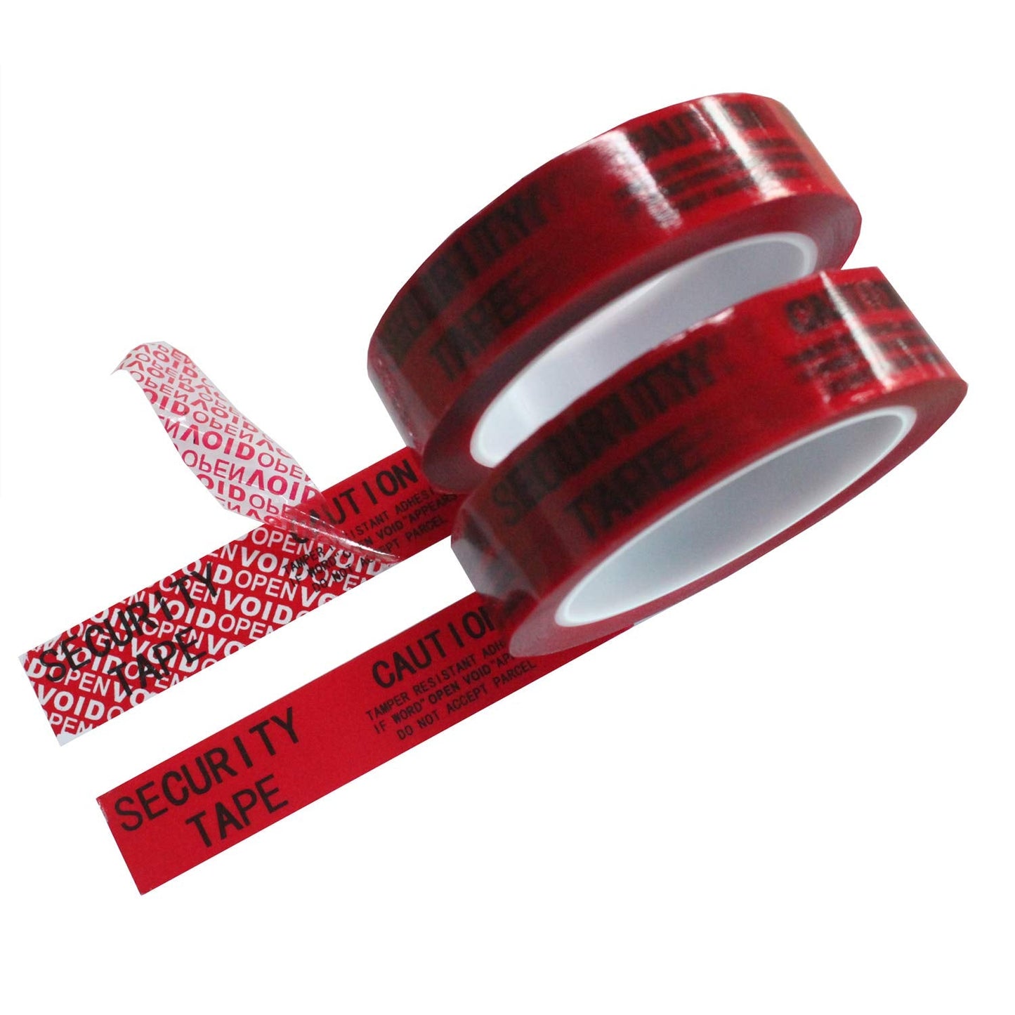 TamperSeals Group - 2 Rolls 100% Total Transfer Tamper Proof Security Seal Tapes (1 Inch x 55 Yards x 2 Mil, Ultra-Thick “Void” Film, Red)
