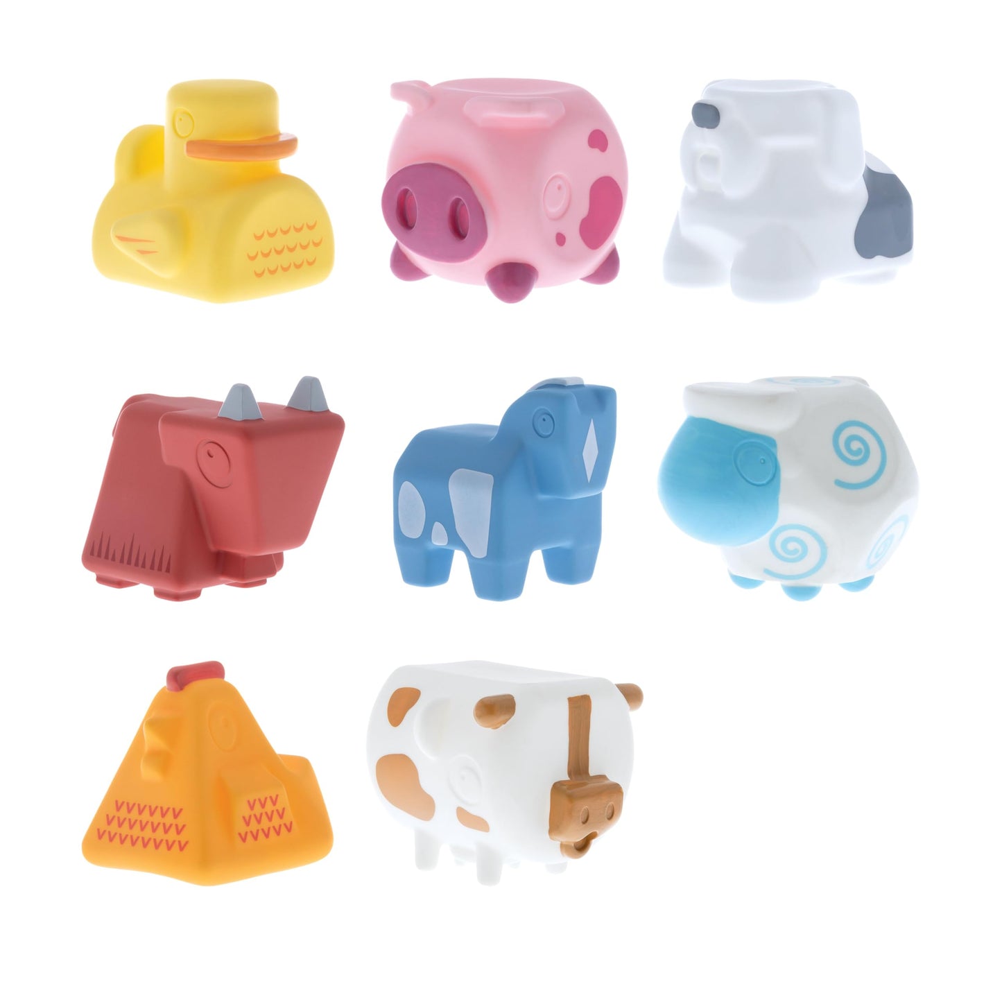 Nuby Soft Stackable Farm Animal Interactive Bath Toys - 8-Piece Stacking Set - Interactive Play for Sensory Development and Motor Skills for Babies 6+ Months