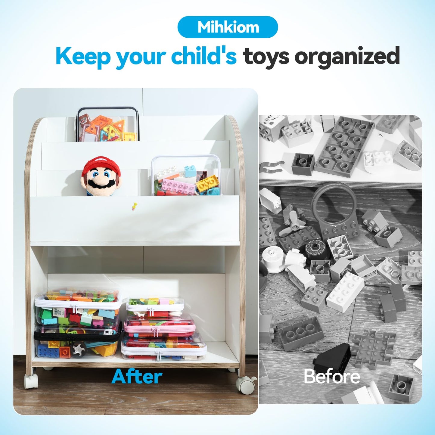 Mihkiom 3Pcs Clear Hard Shell Zipper Case, BIiss Plastic Bins for Organizing, Clear Zipper Pouches Makeup Case & Lidded Storage Bins Organizer for Home Storage Cosmetics, Puzzles