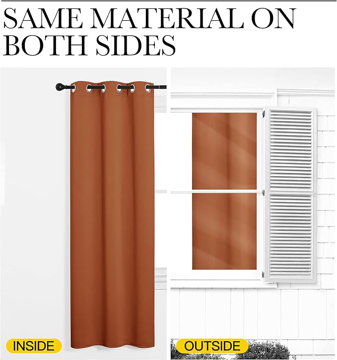 NICETOWN Halloween Room Darkening Drapes for Nursery - Light Blocking Curtain Panels for Bedroom Girl Room, Soft Fabric Window Treatment (Burnt Orange, 42 inches Width by 90 inches Length, 1 Pair)