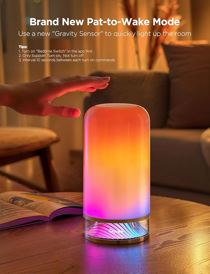 Govee RGBIC Smart Table Lamp 2, Touch Bedside Small Table Lamp Work with Matter, Alexa, LED Desk Lamp with 64 Scene Modes, Color Changing Lamp for Bedroom Living Room Dimmable Night Light(Corded)