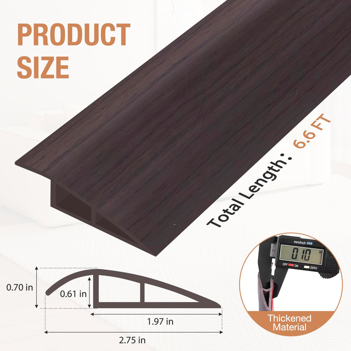 Floor Transition Strip Self Adhesive Vinyl Door Threshold Strip (6.6 Foot)
