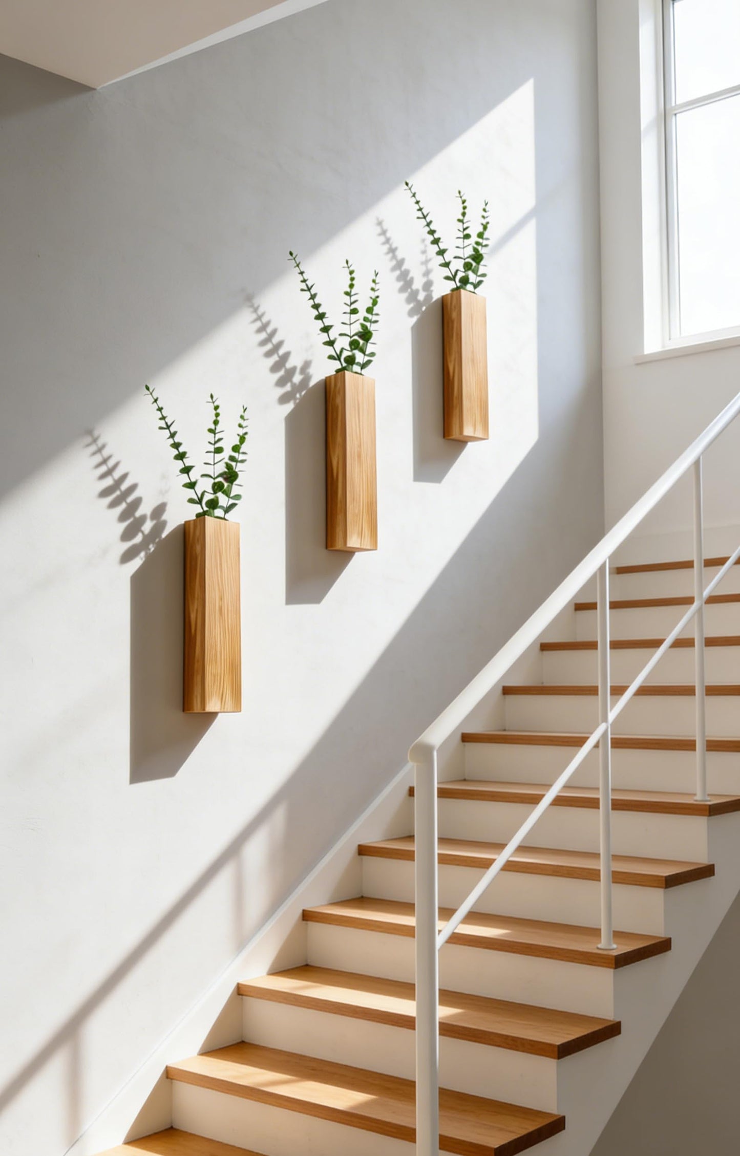 Yumetonia Wood Wall Vase Planters with Artificial Plants,Boho Wall Decor for Bathroom Living Room Bedroom Kitchen,Modern Farmhouse Art Decor Hanging Planters for Dried Flowers Home Office 3pcs Brown
