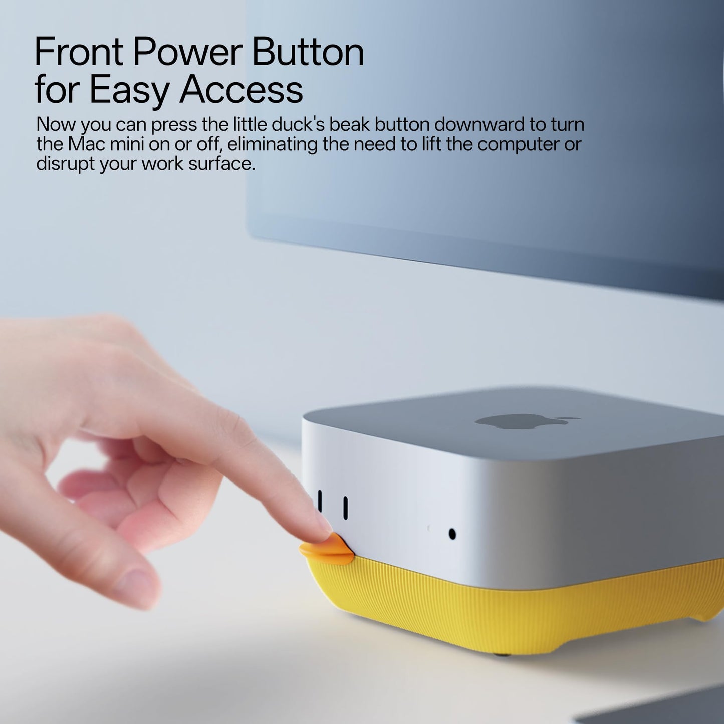 Lonelyfox Mac mini M4 & M4 Pro Dock Stand – Front Power Button Access, Cooling ABS Stand, Anti-Dust & Anti-Slip Design for Airflow & Desk Organization – Essential Mac mini M4 Accessories (Yellow)