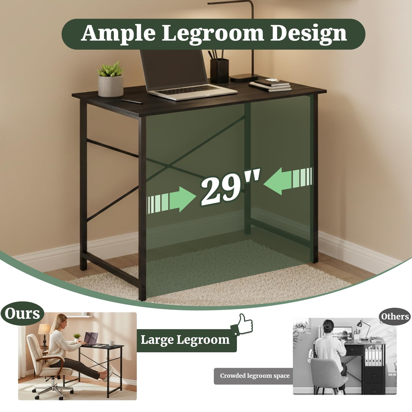 SageNest Computer Desk 32 Inch, Simple Home Office Desk Study Writing Table, Sturdy Metal Frame, Scratch-Resistant MDF Desktop for Bedroom Dorm Workspace Small Space, Black