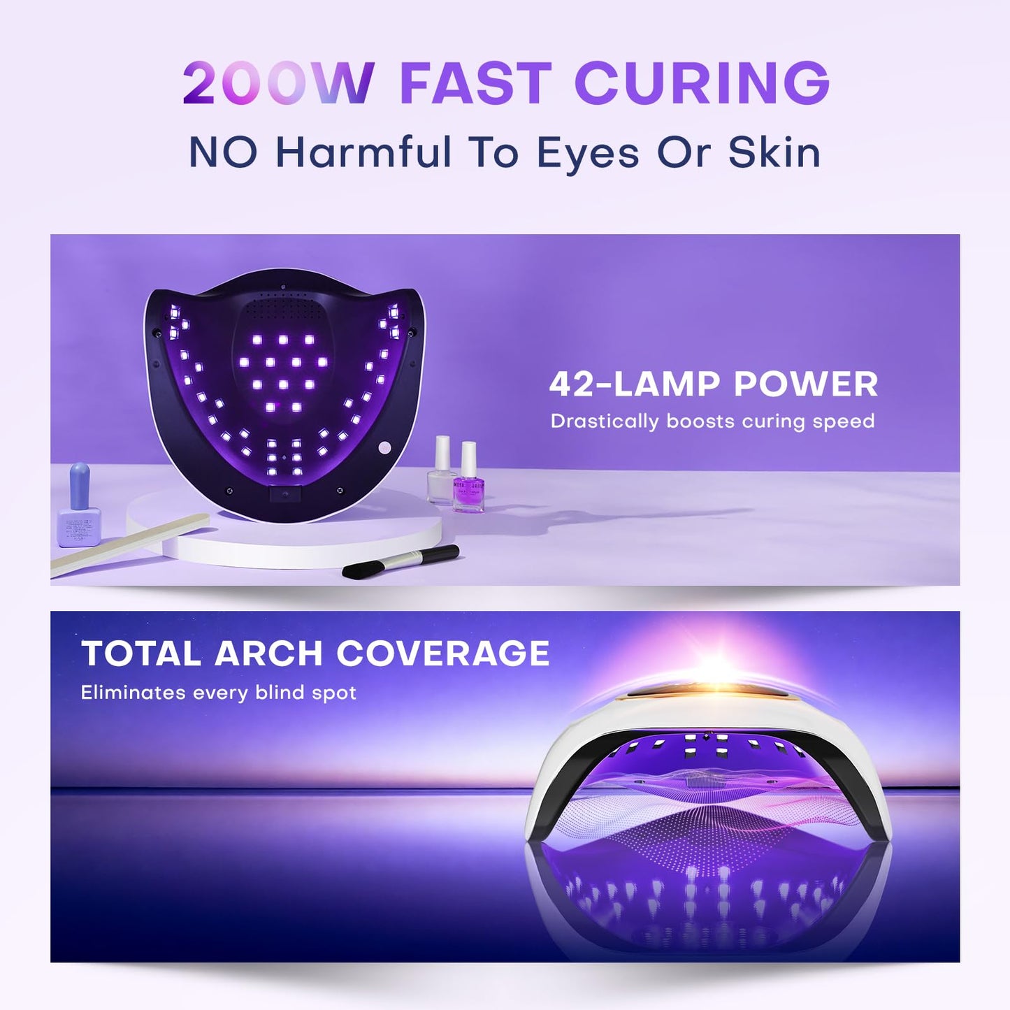 Gugusure Upgrade UV Nail Lamp. Nail Dryer for Gel Polish with Auto Sensor and 4 Timer Settings (Bright White)