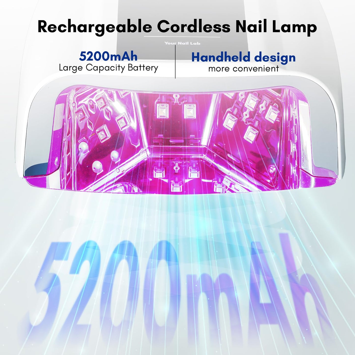 Makartt UV LED Nail Lamp – Fast Curing UV Light with Handle Nail Dryer with 42 Beads 4 Timers Cordless Rechargeable Design LCD Touchscreen & Smart Sensor(White)
