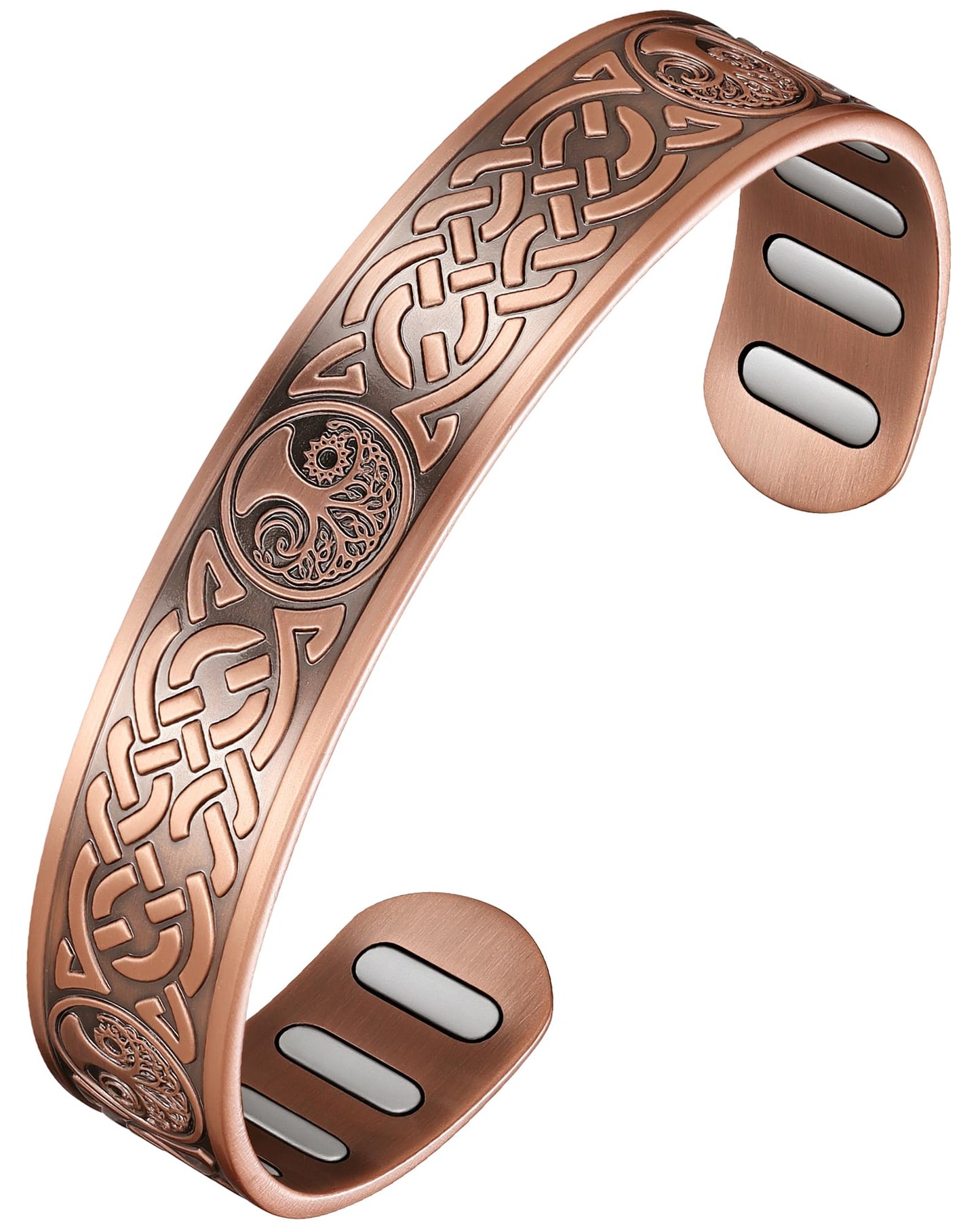 Jecanori Copper Magnetic Bracelets for Men and Women–Upgraded Oval Magnets-Adjustable Cuff Bangles