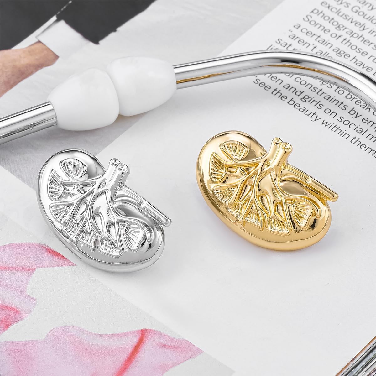 Dr's gift Kidney Anatomy Enamel Brooch Pin Nephrology Cross Section Lapel Badge Jewelry for Nephrology Doctors Nurses Biologists Student Gift White Coat Accessory