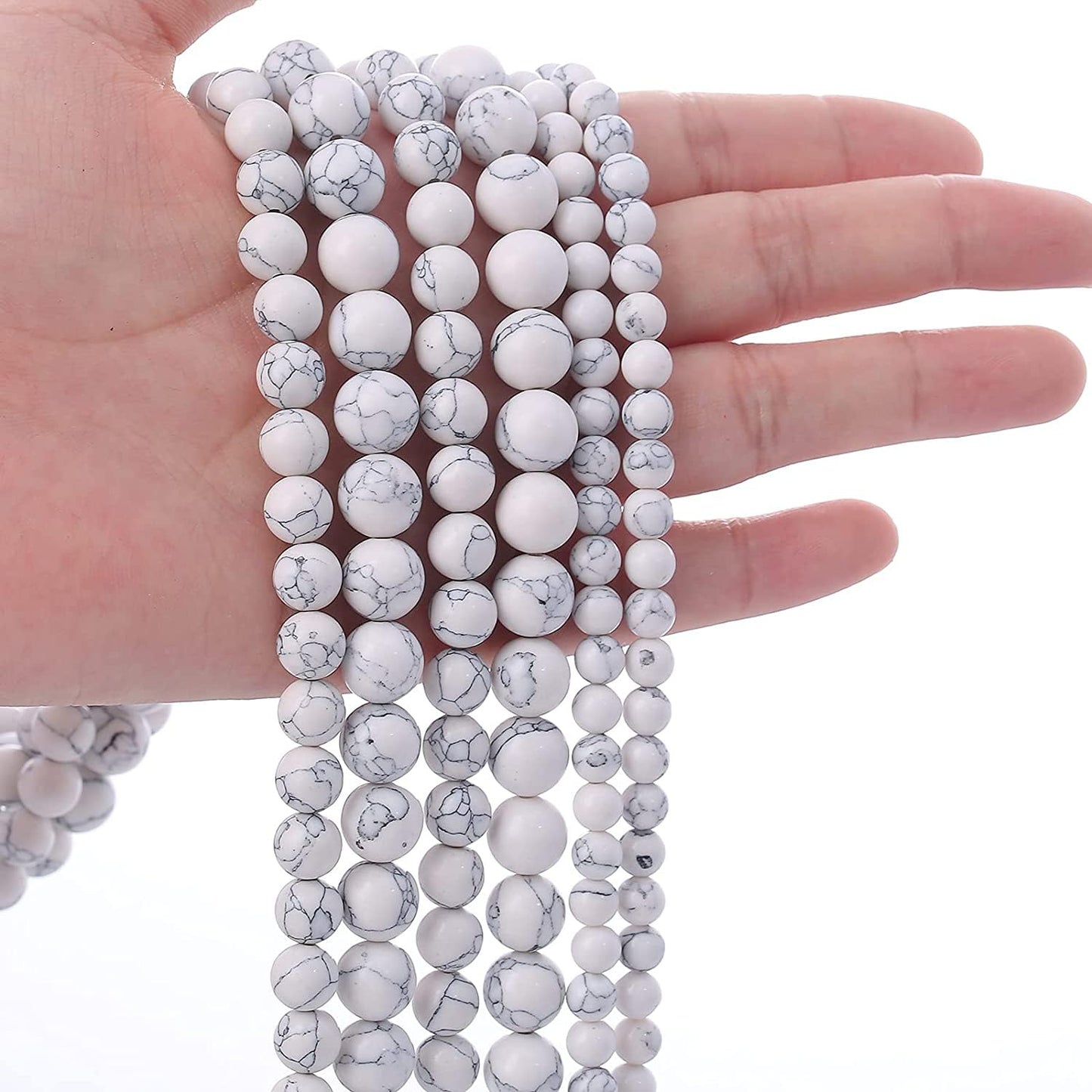 90PCS 4MM AAA White Howlite Turquoises Stone Beads Natural Gemstone Bead Crystal Healing Energy Jewelry Making DIY 15 inches