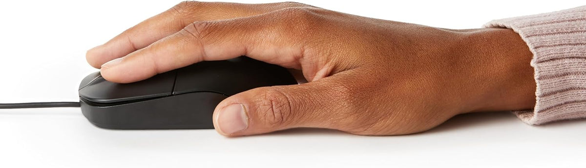 Amazon Basics 3-Button USB Wired Mouse with Scrolling and Tracking - Standard, Black